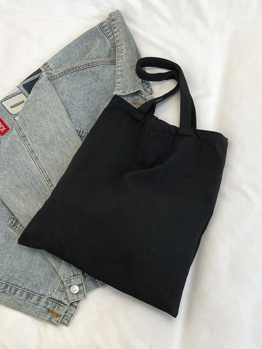 1 Pc Literary Style Valentine's Day Love Print Canvas Bag Women's