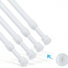 Rzctukltd Extendable Curtain Poles No Drill Spring Net Curtain Pole 40-150cm Voile Curtain Tension Pole Adjustable Telescopic Rods Extendable For Kitchen Cupboard Bathroom Window Home Bathroom Decor Fall Decor Bathroom Accessories Back To School - White - View 7