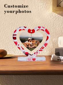 1pc Personalized Acrylic Heart-Shaped Photo Frame, Romantic Hollow Heart Decor, Gift For Family, Friends, Partner, Valentine's Day, Birthday, Mother's Day, Anniversary Gifts Graduation - Multicolor - View 2