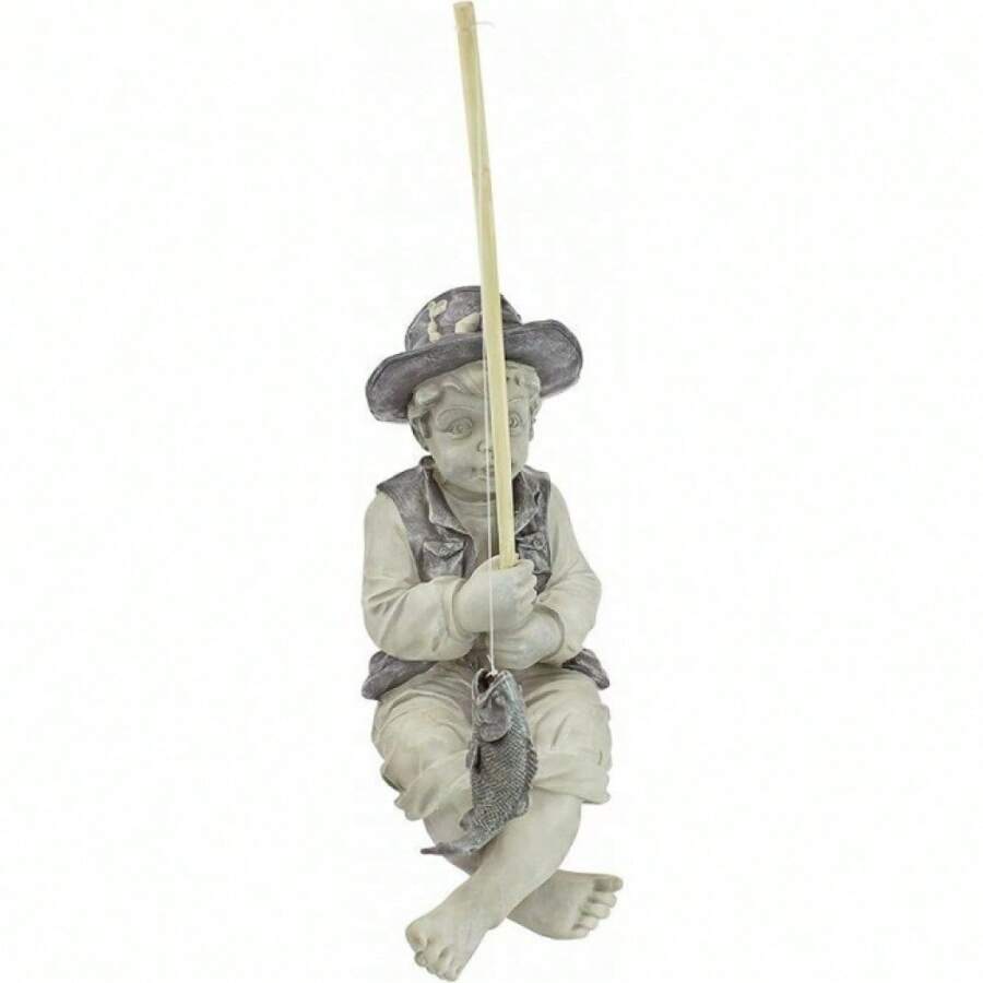 Garden Fisherman Statue, Resin, Two-Tone Stone - Main Image Color - View 1