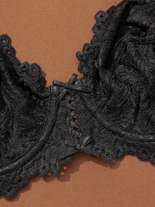 Wingslove حمالة صدر بتشكيل من الدانتيل الأزهار للنساء ذوات الحجم الكبير، بتصميم بسيط وعصري للارتداء اليومي، رفع وتدعيم - الأسود - مشاهدة 5
