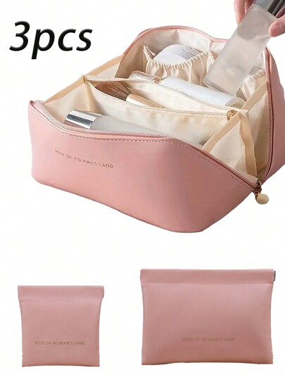 3/1pc Large Capacity Toiletry Bag, Makeup Brush Holder, Cosmetic Bag, Wash Bag, Portable Travel Tote, Storage Bag, Skincare Products Organizer, Cosmetic Pouch, Bathroom Storage Bag, Makeup Organizer Palette Storage, Makeup Brushes, Eyeshadow Palette, Nail Polish, Jewelry Accessories Storage Organizer, Multi-Function Cosmetic Bag Summer Travel, Vacation Home Bathroom Decor Holiday Makeup Organizer Bathroom Accessories Back To School