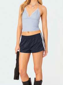 Stylish Women's 2025 Side-Stripe Summer Shorts - Elastic Waist Loose Fit Casual Short Pants For Workout & Outdoor Activities