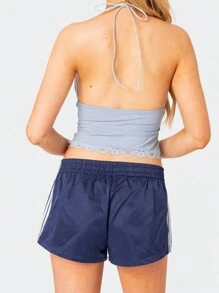 Pantalones cortos de mujer casuales de verano, Y2K, vintage con raya lateral, cintura elástica, pantalones cortos sueltos para adolescentes y actividad física