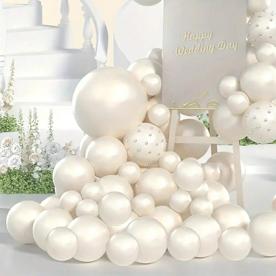 100/50/20pcs Luxury Pearl Ivory Balloons Set, Including 5inch And 10inch Size, Suitable For Elegant Wedding, Engagement, Bridal Shower, Birthday, Valentine's Day Party Decoration