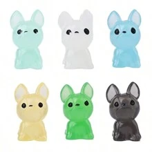 全新创意微型树脂夜光法国斗牛犬批发 DIY 工艺用品草坪苔藓景观材料，彩色夜光动物家居装饰，儿童礼物 - 多种颜色