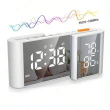 1 件装 全新创意 S 形双屏 LED 显示温度计湿度计收音机闹钟台钟