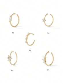 1 件 925 纯银肚脐环 肚脐环 肚脐穿孔 腹部首饰 女士金色倒置肚脐环