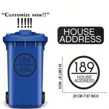 1 件定制反光垃圾桶编号 - 个性化不干胶标签，带有房屋和街道名称，PET 材料，图形印刷