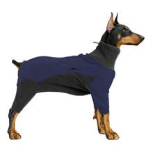 大型犬衣服，家用防掉毛四脚棉质衣服，保暖宠物衣服 - 寶藍色 - 查看 1