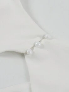 European And Fashion Wedding Guest Dress Women For Women With Short Sleeves Slim Sexy Deep V-Neck Split Heavy Industry Banquet Wedding Party Dress Wrapped Chest Ruffled Solid Color Temperament Commuter Wedding Guest Dress Women Dress Spring Ladies Formal Dinner Wedding Guest Dress Elegant Gown, For Evening - 白色 - 查看 6