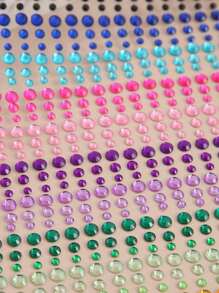 900pcs/Sheet Colorful Eyes Makeup Diamond Decoration Stickers Holiday Party Masquerade Short Video DIY Makeup Accessories Concert Bar Shiny Face Tattoo Costume Stickers - Multicolor - View 6