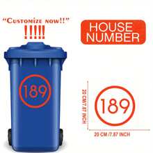 1 件定制反光垃圾桶编号 - 个性化不干胶标签，带有房屋和街道名称，PET 材料，图形印刷