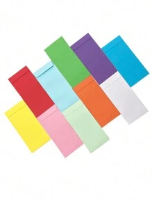 10-Color Simple Envelopes, Double Coated Paper & Kraft Paper Colorful Coin Envelopes For DIY Back To School