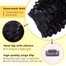 Deep Wave Clip In Hair Extensions Human Hair 8Pcs Brazilian Remy Human Hair Deep Wave Clip In Extensions Thick To Ends Natural Black - màu đen - Xem 5