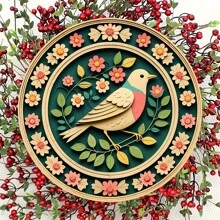 1 块圆形乡村复古鸟形木制招牌 - 7.87 英寸 | 适用于家庭、酒吧、咖啡厅、车库和花园装饰的墙壁艺术 | 易于悬挂的复古牌匾 2D 平面效果，是送给没有英国复活节的鸟类爱好者的理想礼物