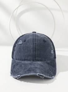 1 Stück einfarbige, abgenutzte, perforierte, gewaschene Baseballkappe, geeignet für Frühling & Sommer, atmungsaktiv, mit UV-Schutz