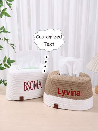 Porta fazzoletti personalizzato, design intrecciato in corda, stile nordico, porta rotolo di carta quadrato, decorazione per casa, salotto, camera da letto, bagno, tavolo da pranzo, testo personalizzabile