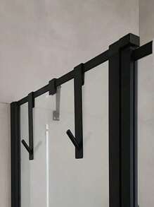1pc Stainless Steel S-Shaped Shower Towel Bar, Suitable For Glass Door, Bathroom Bathrobe Hook