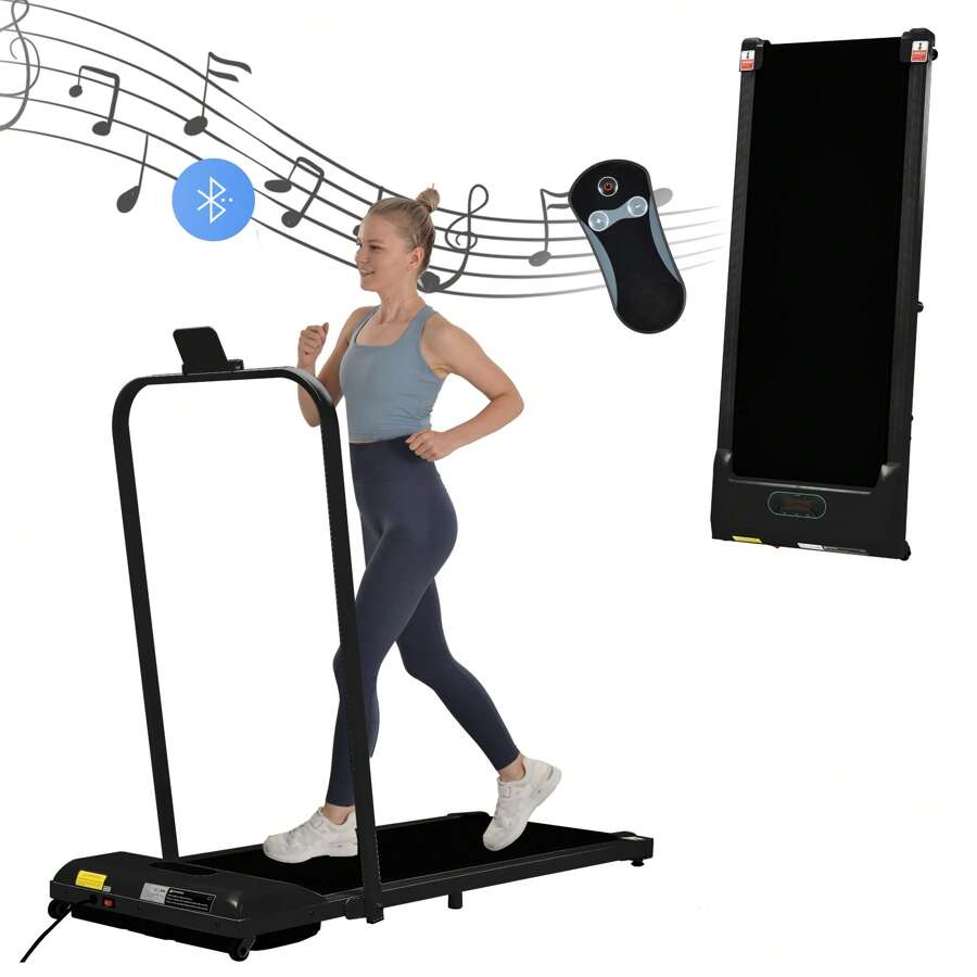 Premium 2-In-1 Folding Treadmill: Walk Or Run, Phone Holder & Remote For Home Use - Black - View 1