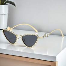 新款猫眼钻石时尚眼镜个性化全金属几何三角形手工星形钻石眼镜