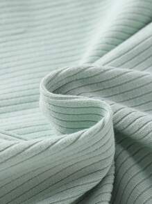 Conjunto de 2 piezas de pelele de bebé niña de fibra de bambú con costillas gruesas y cremallera, suave, transpirable, amigable con la piel, alta elasticidad, conjunto de 2 piezas de costillas gruesas en unicolor, pelele casual de manga corta con cubierta de pie convertible