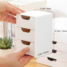 1 pieza Caja de almacenamiento de 3 capas para baño y tocador, caja de almacenamiento compacta para maquillaje y artículos esenciales, caja de papelería para escritorio, diseño sin perforación, apta para uso doméstico u oficina