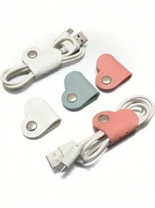 15/8/6/3/1pc 心形线收纳器、USB 线收纳器、皮革线收纳器、心形管理耳机绕线器、线束固定器、整理耳机线、可爱耳机盒礼物，适合女性女孩 - 彩色 - 查看 7