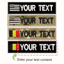 Custom Embroidered Name Patch With Hook And Loop Backing - USA, Belgium Flag Patch Personalized Text Applique, Camouflage Blue, Ready To Sew/Iron Repair Patch, Suitable For Uniform Backpack Black Camo Jackets, Backpacks, Jeans, T-Shirts And Shirt - Multicolor - View 2