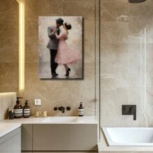 Framed Canvas Wall Art Poster Vintage Print Wall Art Elegant Dancing Couple Painting - Artful Home Decor For Living Room, Bedroom, Bathroom, Office - Wrapped Framed Canvas - View 4