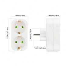 CILIA 1pc European Standard Adapter Socket, 250V/16A,2-IN-1 Multi-Socket,Home Office,White - View 4