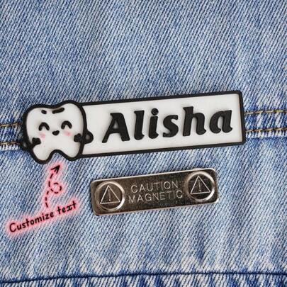 1PC Dentist Pin Brooch, Personalized Dental Name Tag, 3D Printed Magnetic Name Badge, Custom Tooth Pins, Dental Gift For Her, RN Pin Brooch, Y2K,Kawaii,Adorable,Cute,Colorful,Cuties,Stylish,Custom,Personalized,Unique,Customized,Ideal Gifts For Her,Girlfriend,Friends,Family,Her,Chic Autumn,Apparel Accessories,Customized Brooch