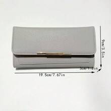 New Design Women's Tri-Fold Leather Texture With Metal Buckle Multi-Slot Card Holder Large Capacity Multifunctional Wallet Suitable For Business Daily Use & Student Gift For Women Wallet Purse Wallet Long Wallet - Light Grey - View 4