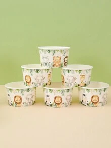 10/25/50Pcs Jungle Animal Wildlife Party Supplies Paper Bowls, Animal Theme Birthday Party Decor, Birthday Party Supplies, Babyshower Party Decor,Wedding Bridal Shower Decor,Kitchen Dining Table Decor,Home Decor,Disposable Tableware