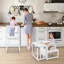 3-In-1 Toddler Kitchen Step Stool - Standing Tower For Kids Toddlers Children Kitchen Counter Bathroom Convertible, Mothers' Helper Tower For Learning Stool With Whiteboard - White - View 3