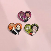 1pc English European And American Film And Television Peripheral Horror Style Love Brooch Metal Badge Pin For Clothes Bag Charm School