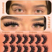 10 Pasang Bulu Mata Palsu Set Lengkap, Bulu Mata Gaya Rusia, Bulu Mata Lengkung D Lembut Mirip Mink, Bulu Mata Panjang Gaya Mata Kucing, Bulu Mata Tebal Alami, Ekstensi Bulu Mata Bervolume, Alat Makeup Penting untuk Perjalanan - Hitam - View 4