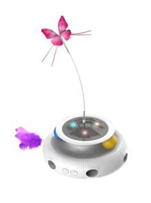 New Pet Smart Electric Automatic Cat Toys, Interactive 360° Rotating Scratch Pole Toy, Enhance Physical Exercise For Cats - White - View 10