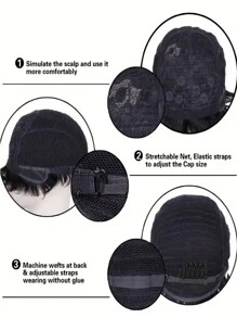 Short Pixie Cut Wig With Bangs For Women Straight Brazilian Remy Human Hair Glueless & Machine Made Perfect For Daily Wear & Parties - SNatural - View 10