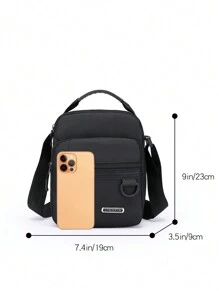 男士包休闲帆布包牛津布单肩包男士斜挎包男士包背包小包商务公文包男士单肩包 - 黑色 - 查看 4