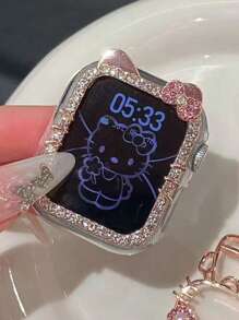 Sanrio 1pc Multifunctional Rhinestone Studded KT Cat Design Watch Case Compatible With Apple Watch S10 Series 987654SE, 40mm/41mm/42mm/44mm/45mm/46mm (Watch And Strap Not Included)