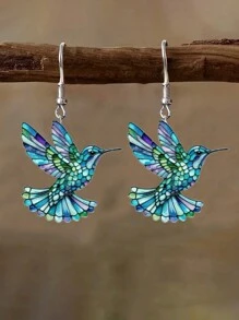 2pcs Vivid Bird Acrylic Dangle Earrings, Vintage Style Fashion Earrings For Women - Style 1 - View 11