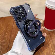 防摔防摔奢华电镀透明手机壳，带指环磁吸支架，兼容 17/6/7/8/X/XS/XR/11/12/13/14/15/16e、Galaxy S22/23/24、A04/05/06/A07/A17/A14/A15/A16/A24/A25/A34、Redmi Note 7/8/9/10/11/12/13/14、Redmi 9/10/12/13C/14C/A5、OPPO、MOTO、荣耀 X、HW、Realme C53 C55