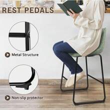 26 Inch Bar Stools Set Of 2,Counter Height Bar Stools With Back, Modern PU Leather Stools With Metal Leg And Footrest,Dining Chairs For Kitchens Island,Armless Pub Stools For Rustic Bar - 綠色 - 查看 5