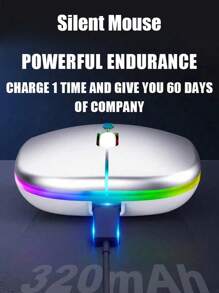 Rechargeable Bluetooth Dual Mode Backlit Wireless Mouse, Silent Wireless Mouse For Computer Laptop Office Gaming