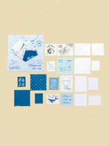 MOCARD 1 包 20 张压花复古邮票贴纸，创意美学贴纸，适用于剪贴簿、DIY 装饰、礼物、个性化贴纸相册、学校用品、学校用品、返校 - 藍色 - 查看 10