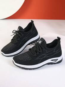 Zapatos deportivos cómodos para mujer, con cordones, parte superior de malla transpirable, zapatillas de running, suela blanda para uso casual