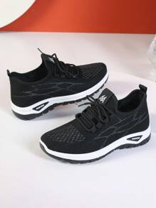 Zapatos deportivos cómodos para mujer, con cordones, parte superior de malla transpirable, zapatillas de running, suela blanda para uso casual