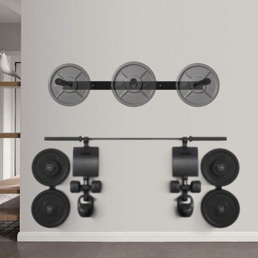 WUPYI Weight Plate Storage Rack, Wall Mounted Holder, Bumper For Home Gym For 1.89" - Black - View 1