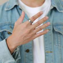 1pc Personalized Customized Laser Engraved Black Tungsten Steel Ring, Gift For Him, Custom Ring, Personalized Ring - Style 2 - View 12